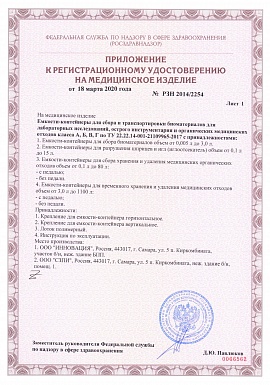 Регистрационное удостоверение №PЗН 2014/2254 2 лист