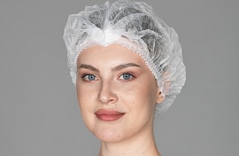 Шапочка-шарлотка Классик из спанбонда, Белый, 50 шт/упк